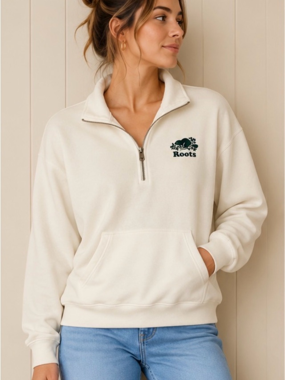 Roots Cream Organic Cooper Relaxed Quarter-Zip